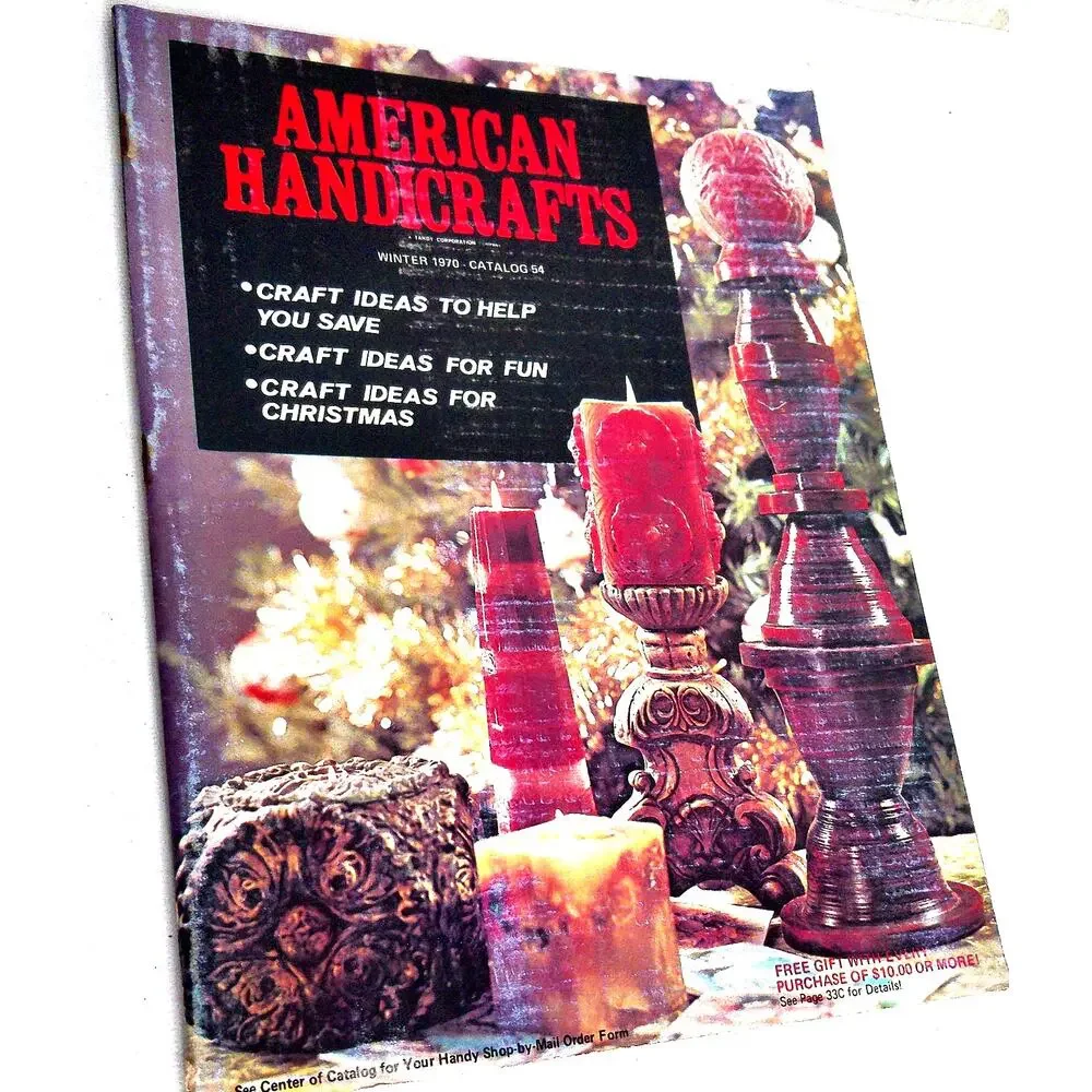 Vintage 1970 American Handicrafts Catalog Retro 70s Boho Decoupage Purse Craft